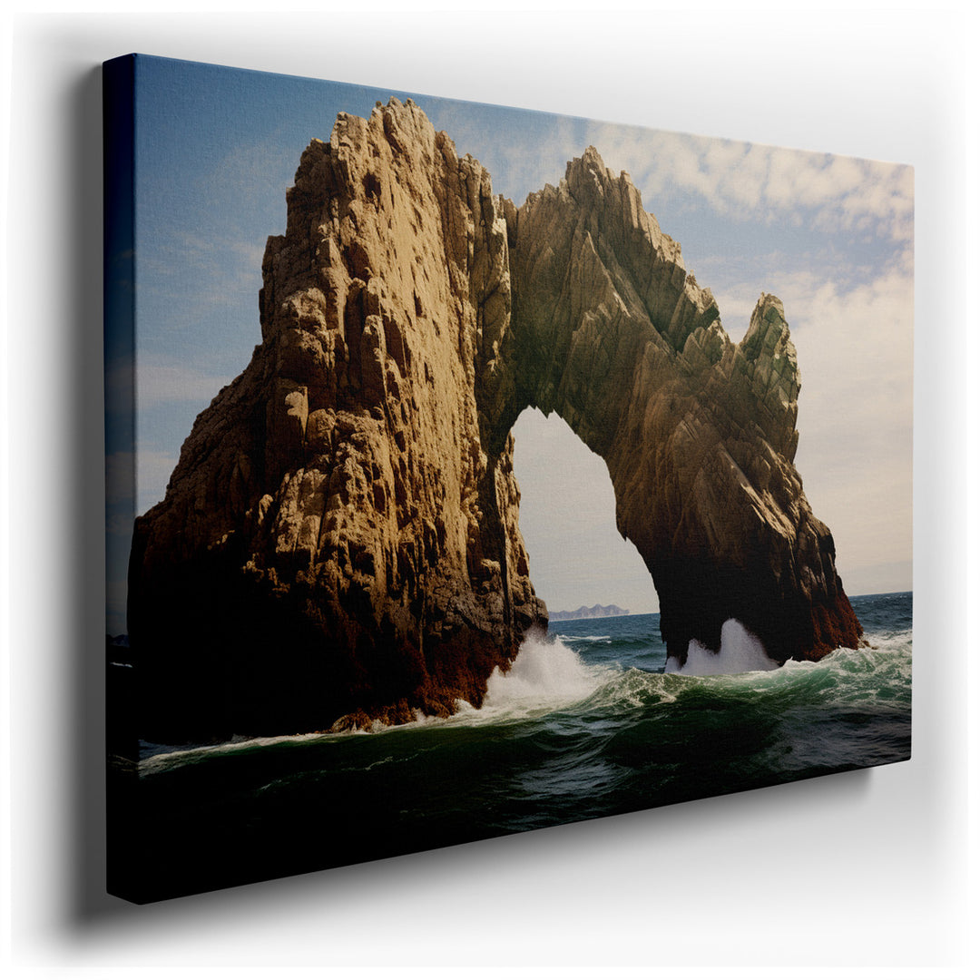 canvas print on wrapped canvas for wall decor – This wall art captures a mesmerizing natural arch, a geological wonder formed by the relentless forces of wind and water...