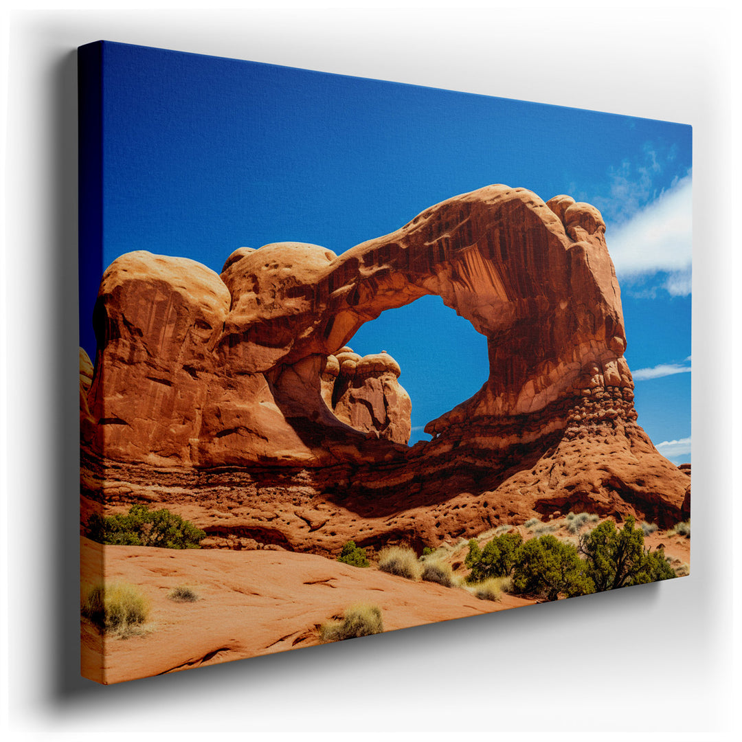 canvas print on wrapped canvas for wall decor – This wall art captures the breathtaking beauty of Arches National Park, a place where nature has meticulously sculpted s...