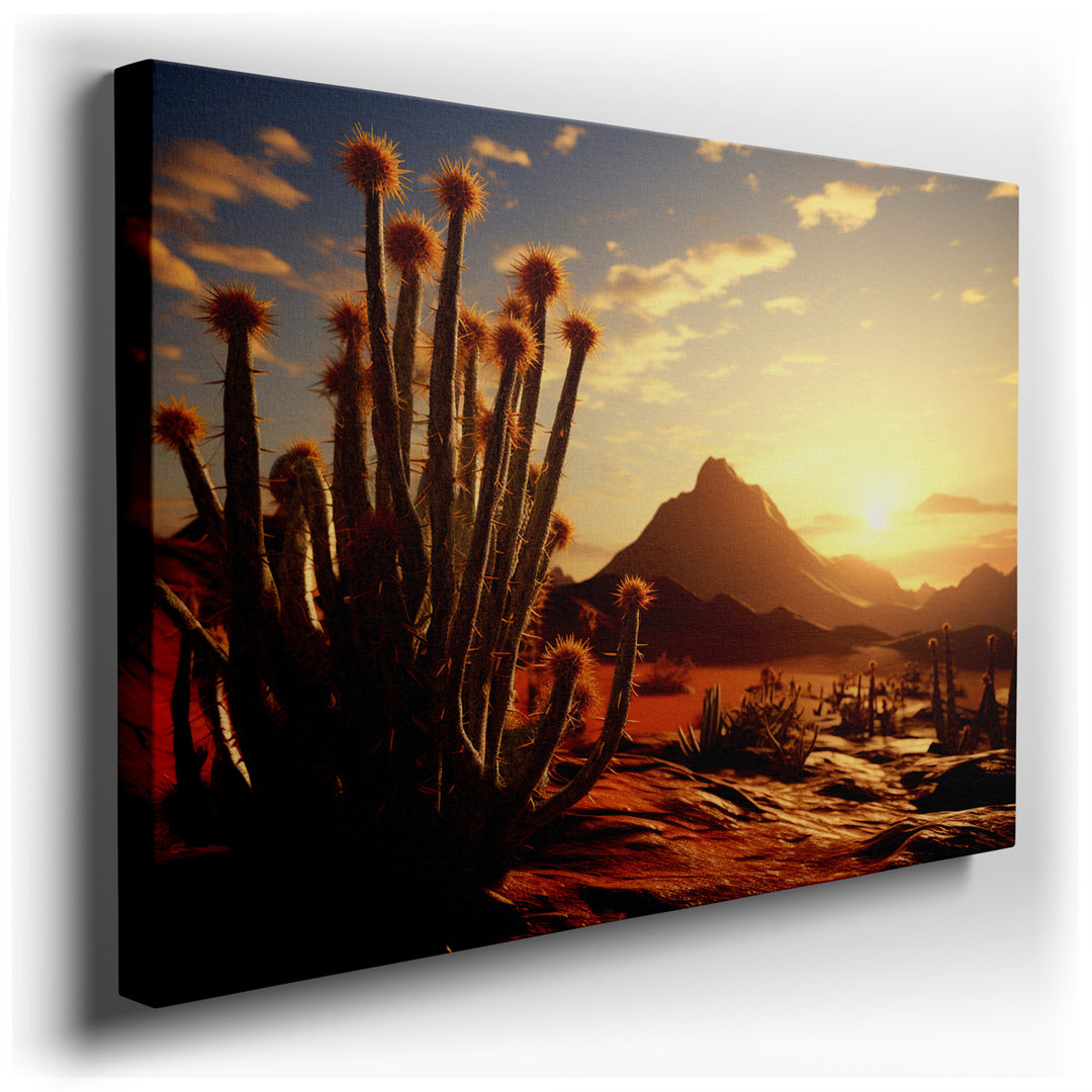 canvas print on wrapped canvas for wall decor – Imagine a wall art that captures the essence of a desert at the moment when the day gives way to night, a scene where na...