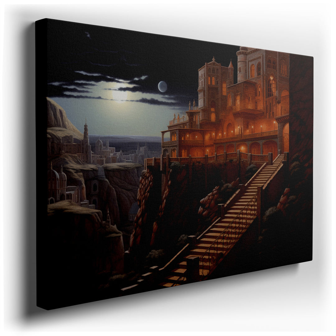 canvas print on wrapped canvas for wall decor – Imagine a wall art that captures the essence of a forgotten era, a stunning fortress nestled among majestic mountains, b...