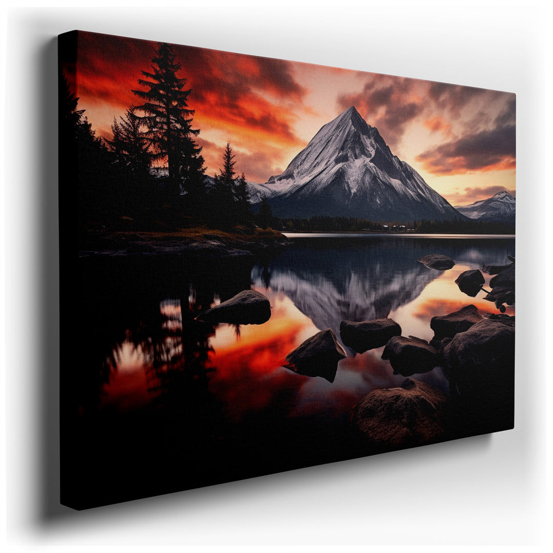 canvas print on wrapped canvas for wall decor – This wall art is a masterful depiction of nature's serene yet dynamic beauty, capturing a moment of tranquility and awe...