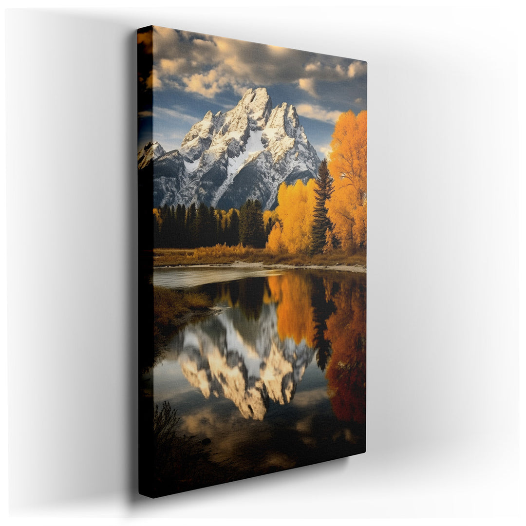 canvas print on wrapped canvas for wall decor – This wall art is a breathtaking portrayal of nature's grandeur, capturing a moment of seasonal transformation with a viv...