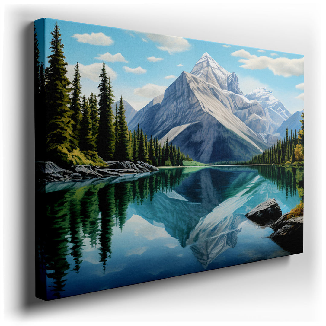 canvas print on wrapped canvas for wall decor – This wall art, a masterful depiction of nature's serene beauty, portrays a breathtaking landscape that invites viewers i...