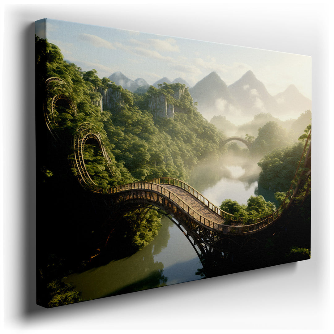 canvas print on wrapped canvas for wall decor – This exquisite wall art captures the essence of a breathtaking landscape, where majestic mountains rise dramatically abo...
