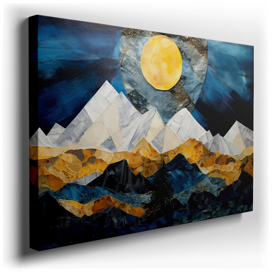 canvas print on wrapped canvas for wall decor – This wall art captures an enchanting nightscape that seems to transport viewers into a serene, mystical realm. Dominatin...