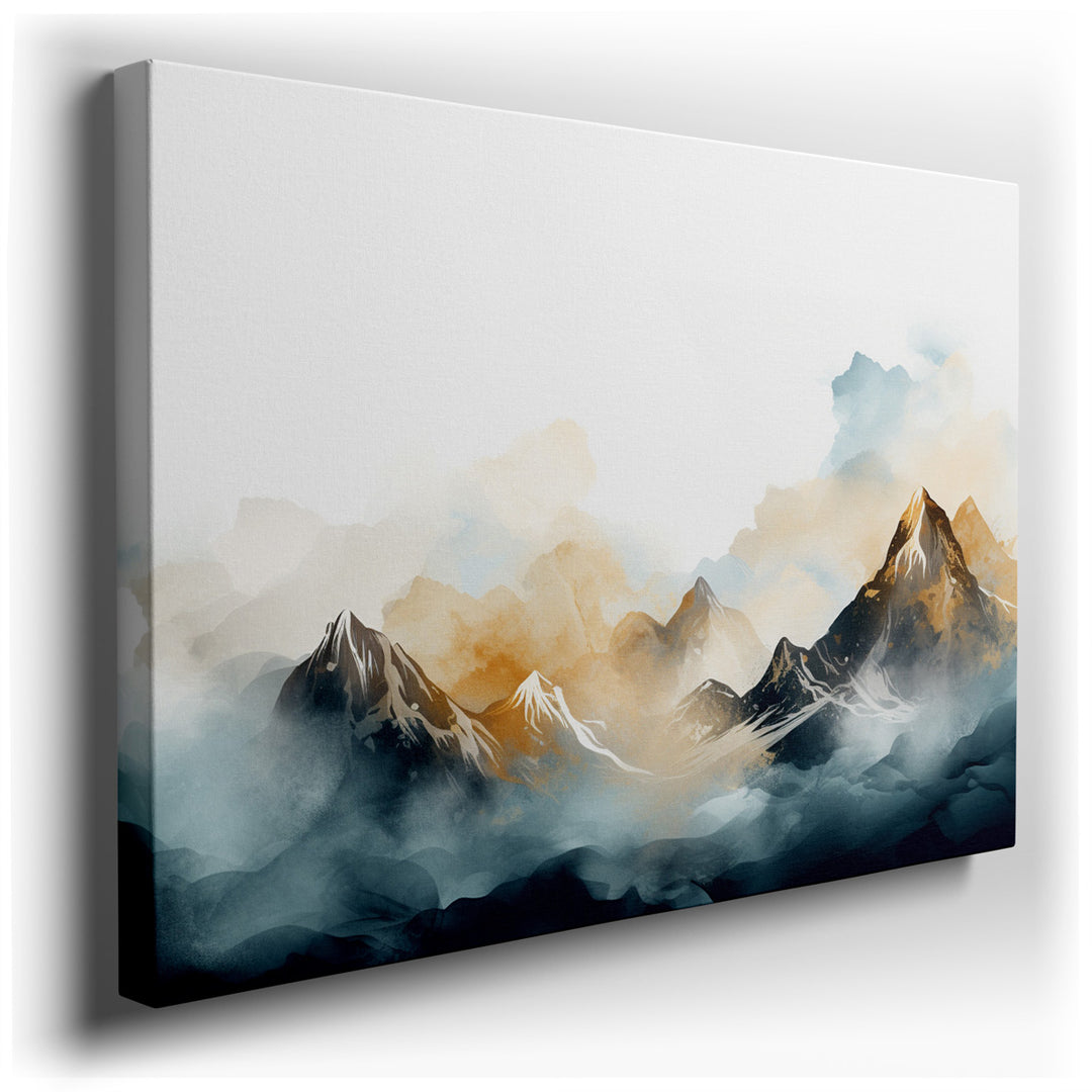canvas print on wrapped canvas for wall decor – This wall art, a breathtaking landscape, captures the essence of nature's grandeur through its depiction of majestic mou...