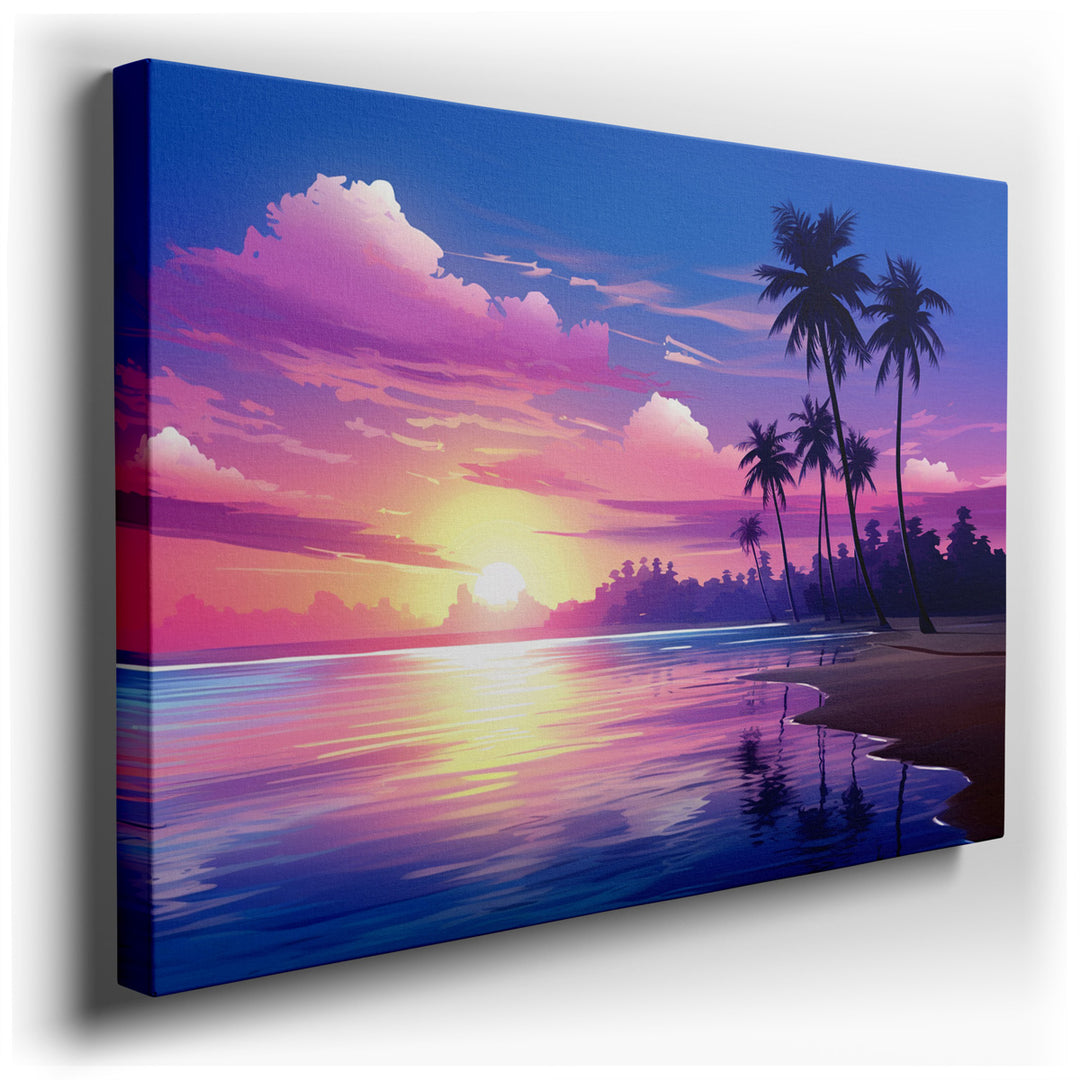 canvas print on wrapped canvas for wall decor – Imagine a wall art that encapsulates the very essence of tranquility and natural splendor—a stunning beach sunset scene...