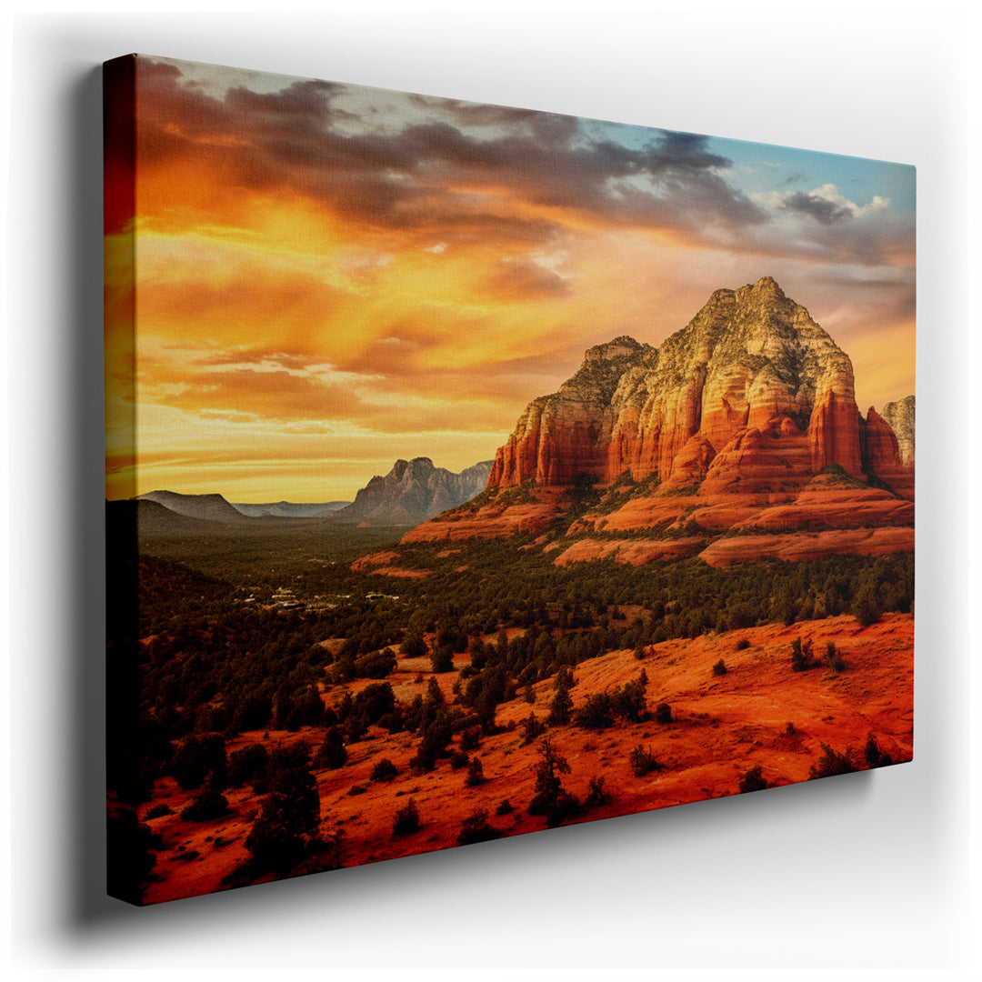 canvas print on wrapped canvas for wall decor – This exquisite wall art portrays the breathtaking Sedona mountains, a scene that encapsulates the essence of natural bea...