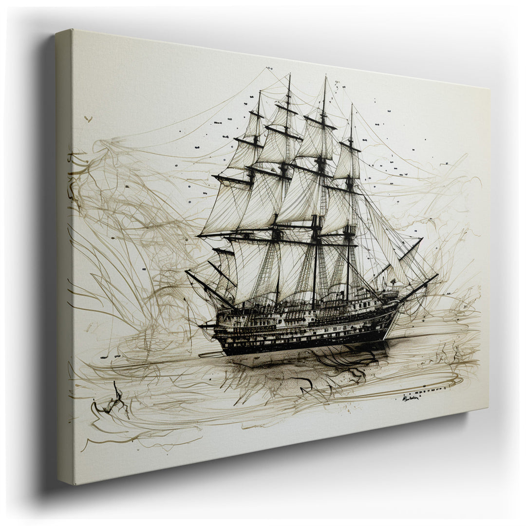 canvas print on wrapped canvas for wall decor – This wall art, a stunning depiction of a majestic tall ship under full sail, is a masterpiece of artistic expression and...