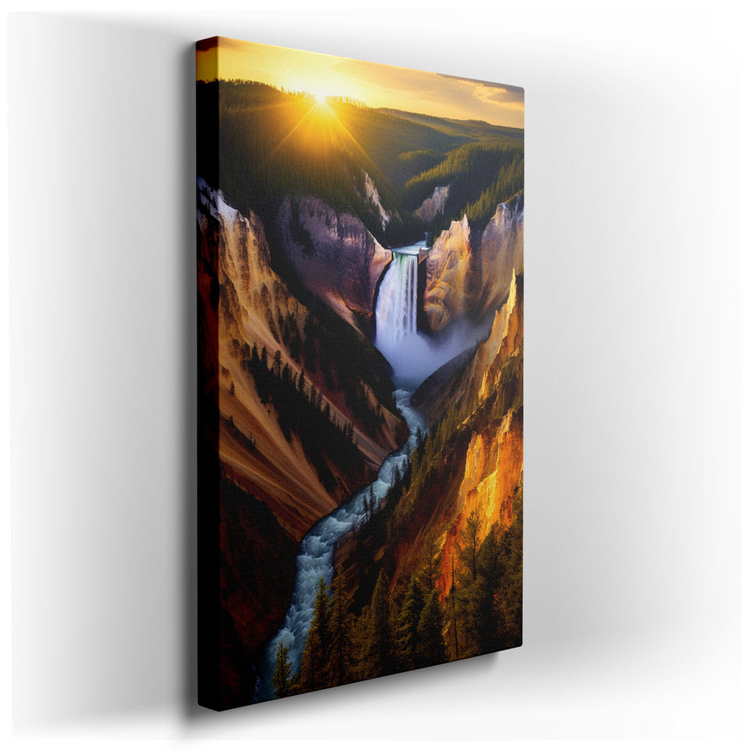 canvas print on wrapped canvas for wall decor – This enchanting wall art portrays a breathtaking landscape where the grandeur of nature is vividly on display, encapsula...