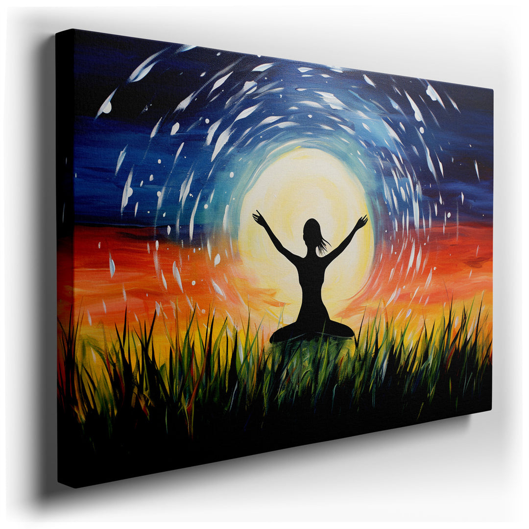 canvas print on wrapped canvas for wall decor – This captivating wall art is a profound visual representation of serenity and introspection, ideal for creating a tranqu...