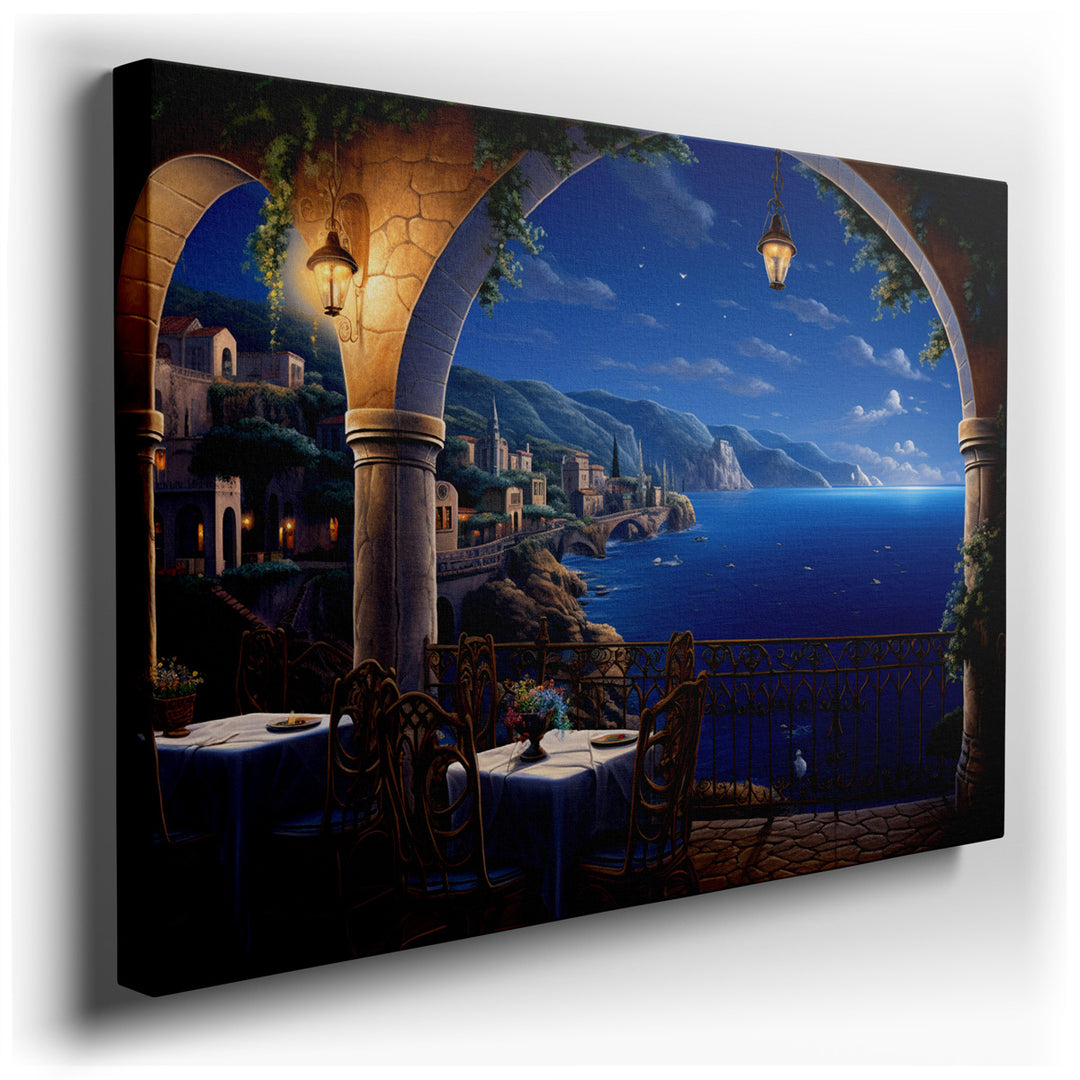 canvas print on wrapped canvas for wall decor – Imagine a wall art that captures the essence of a serene Mediterranean escape, where the golden hues of the setting sun...