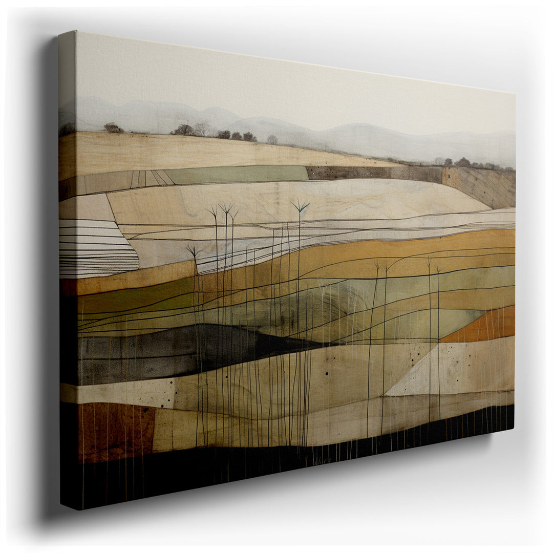 canvas print on wrapped canvas for wall decor – This minimalist wall art, with its serene depiction of expansive fields, is a masterful representation of tranquility an...