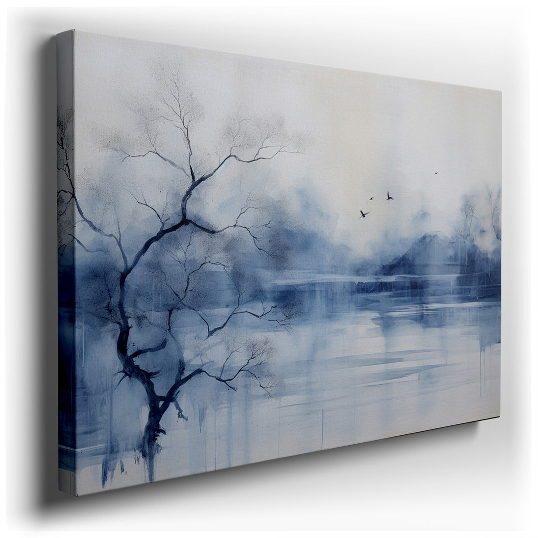 canvas print on wrapped canvas for wall decor – This exquisite wall art, a masterpiece of traditional landscape art, encapsulates the serene beauty of nature in its mos...