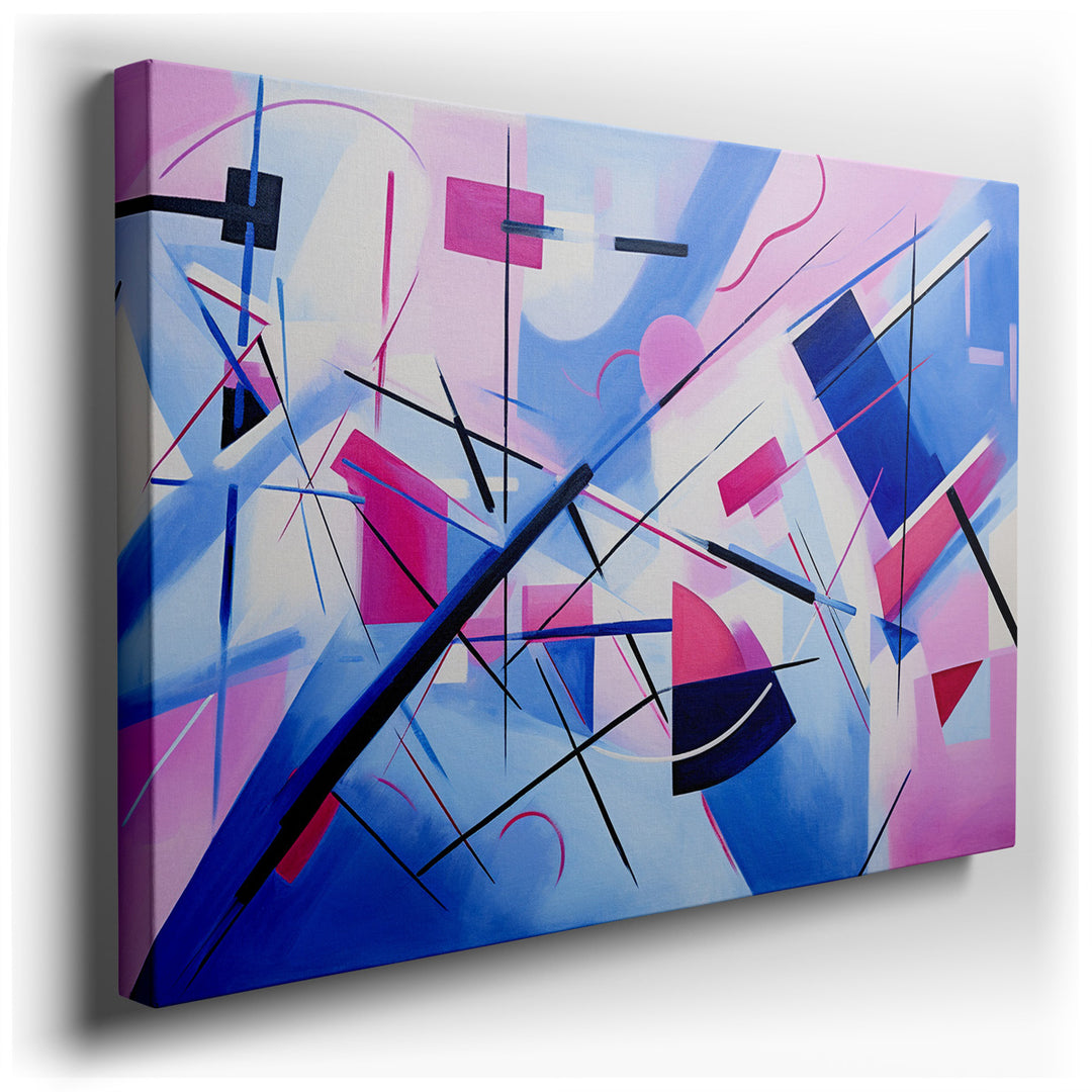 canvas print on wrapped canvas for wall decor – This modern abstract wall art is a captivating composition that masterfully blends dynamic shapes and vivid colors to cr...
