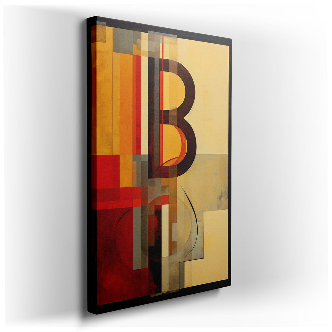 canvas print on wrapped canvas for wall decor – This captivating abstract wall art is a masterful composition that combines bold shapes and warm colors to create a visu...