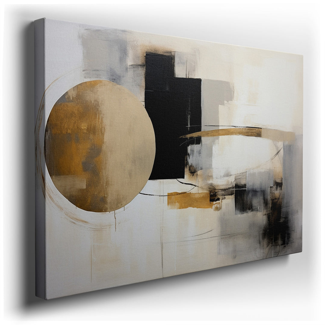 canvas print on wrapped canvas for wall decor – This wall art is a captivating example of contemporary abstract art, masterfully combining geometric shapes in gold and...