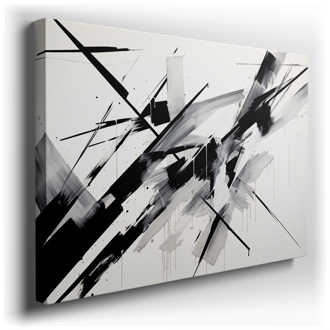 canvas print on wrapped canvas for wall decor – This wall art is a captivating piece of abstract art that stands out with its bold black and white palette, making it a...