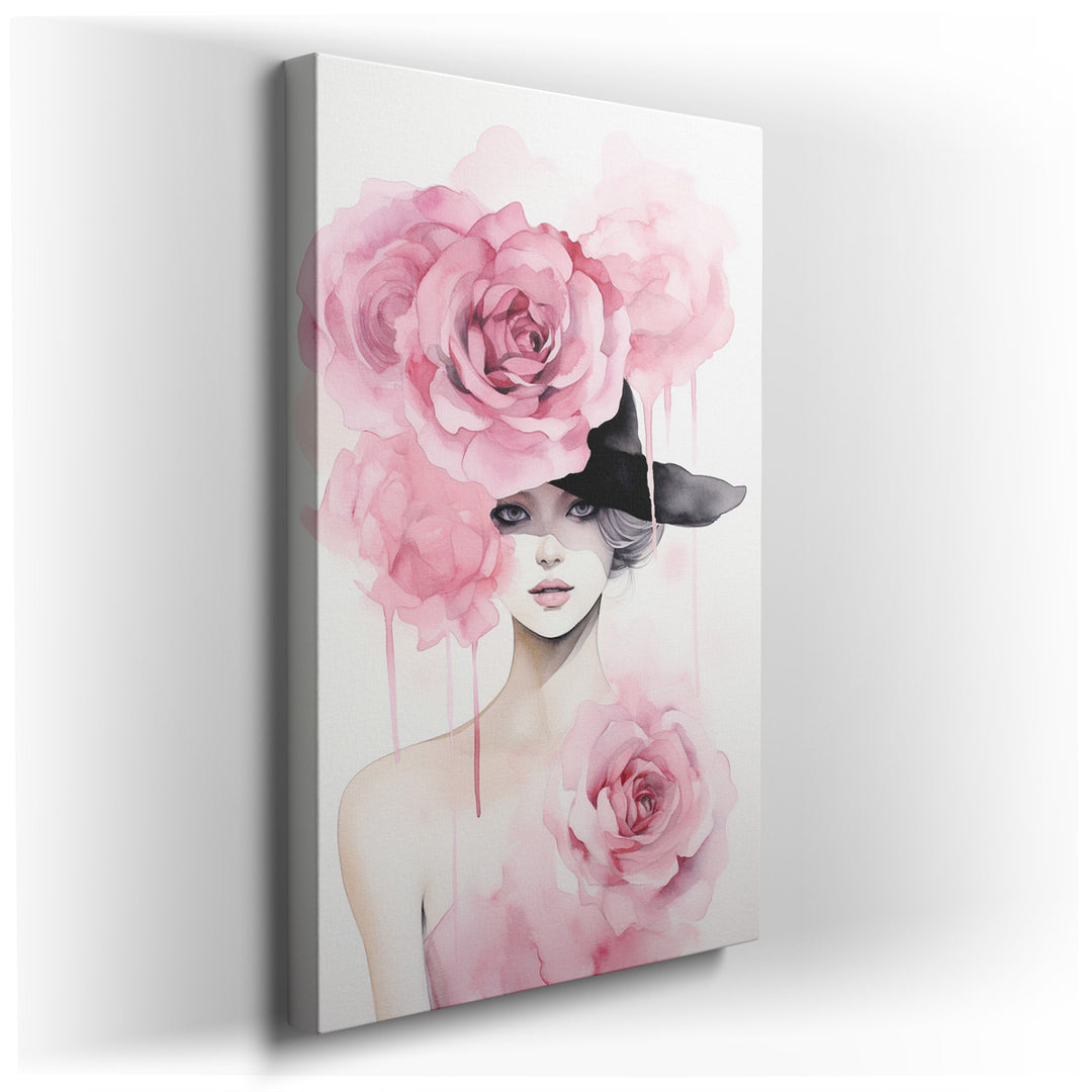 canvas print on wrapped canvas for wall decor – This wall art is a striking portrayal of a confident woman, exuding a sense of bold femininity and modern elegance. The...