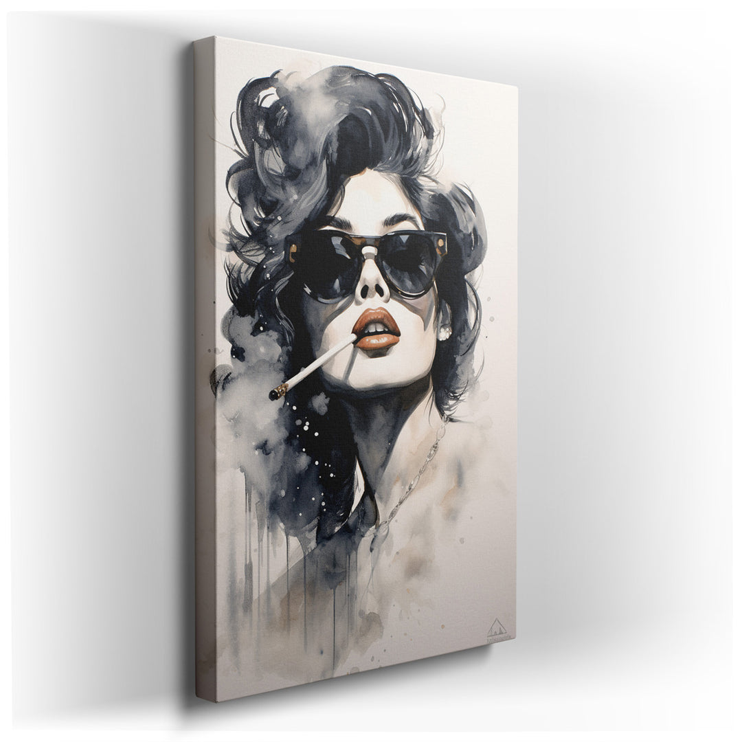 canvas print on wrapped canvas for wall decor – This wall art is a striking portrayal of modern femininity and individuality, capturing the essence of contemporary fash...