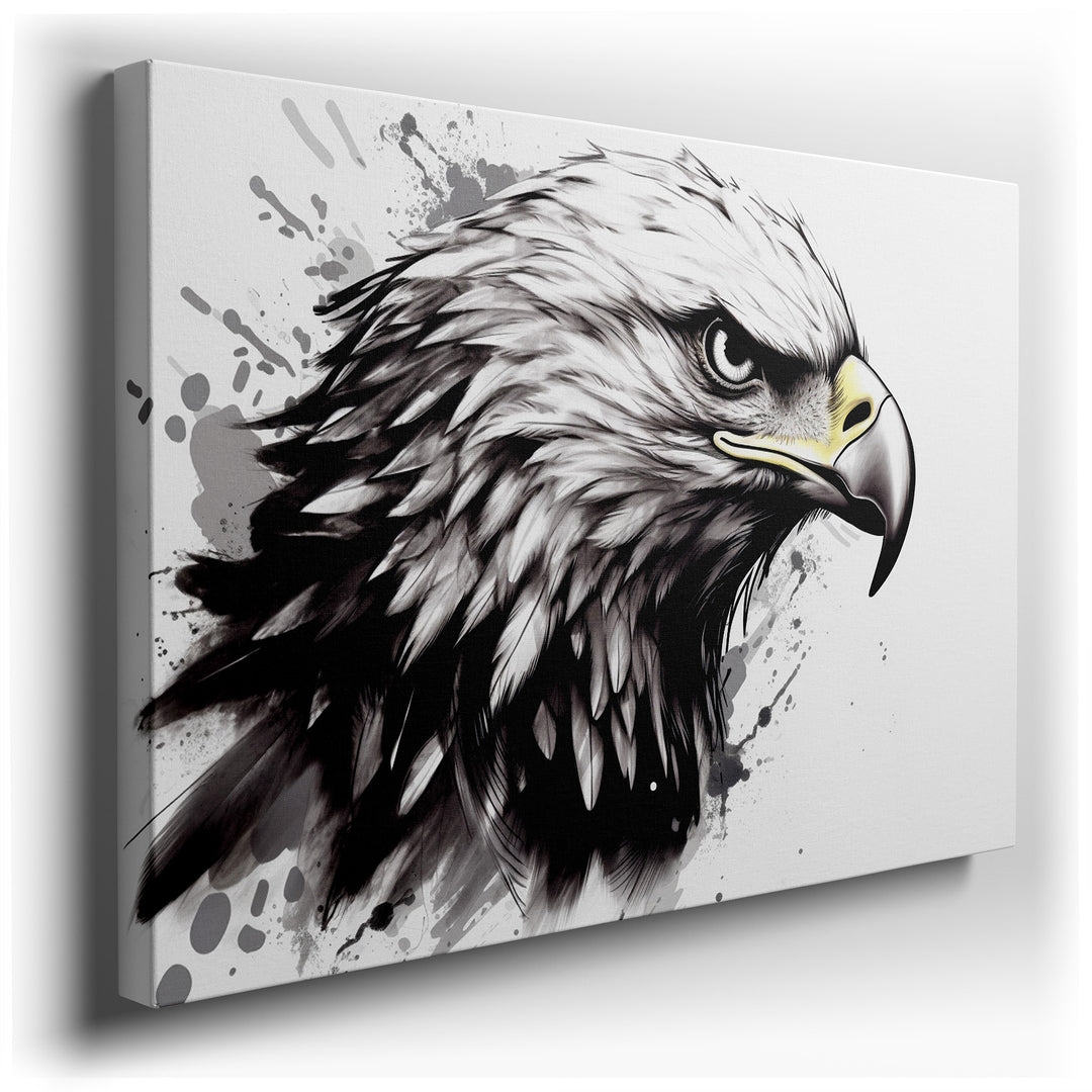 Monochrome Eagle: A Powerful and Free Symbol - Large Wall Art, Canvas Wall Art, Wall Decor for Offices wrapped canvas -