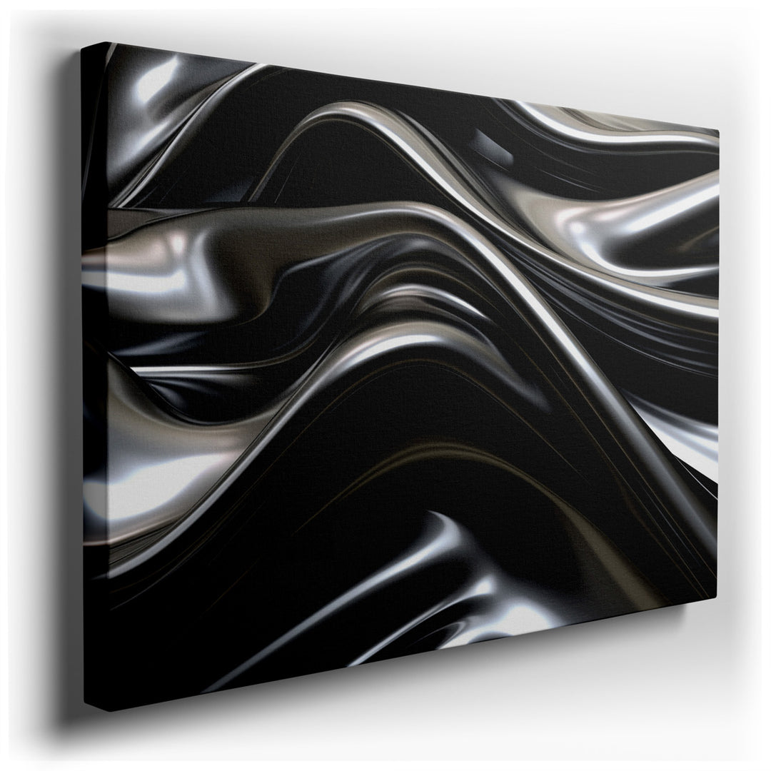 canvas print on wrapped canvas for wall decor – This wall art, a masterful exploration of sleek, metallic textures rendered in a monochrome palette, captures a dynamic...