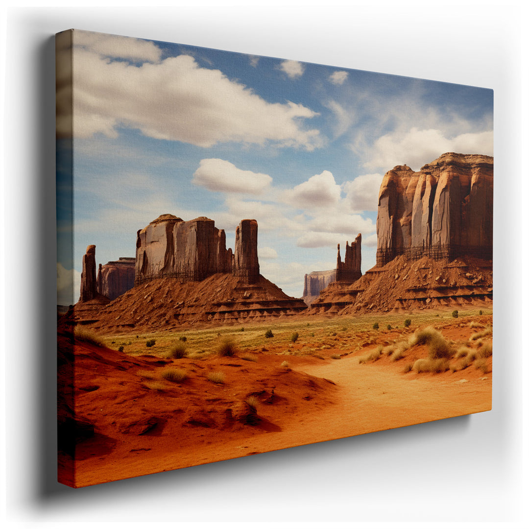 canvas print on wrapped canvas for wall decor – This wall art, a masterful depiction of Monument Valley, is an exquisite representation of one of America's most iconic...