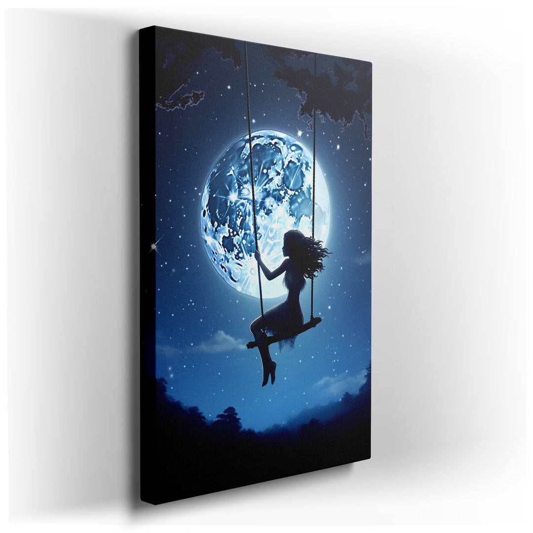 canvas print on wrapped canvas for wall decor – Imagine a wall art that encapsulates the essence of a magical, moonlit night—a scene that brings to life the joyous free...