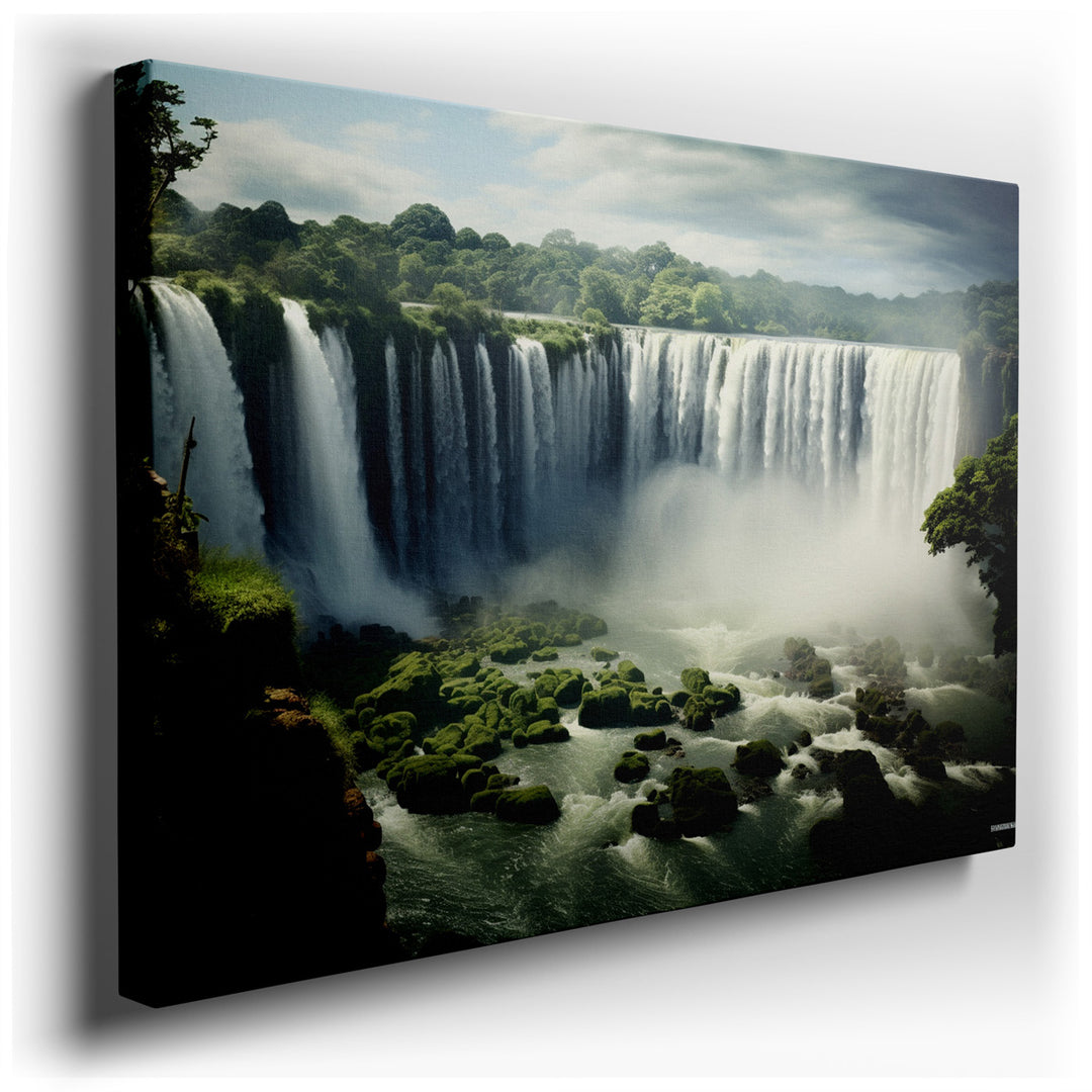 canvas print on wrapped canvas for wall decor – This enchanting wall art captures the breathtaking beauty of a secluded natural paradise, where a series of interconnect...