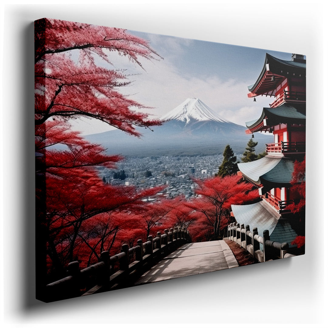 canvas print on wrapped canvas for wall decor – The wall art captures an iconic view of Mount Fuji, Japan's tallest and most revered peak, which has long been a symbol...