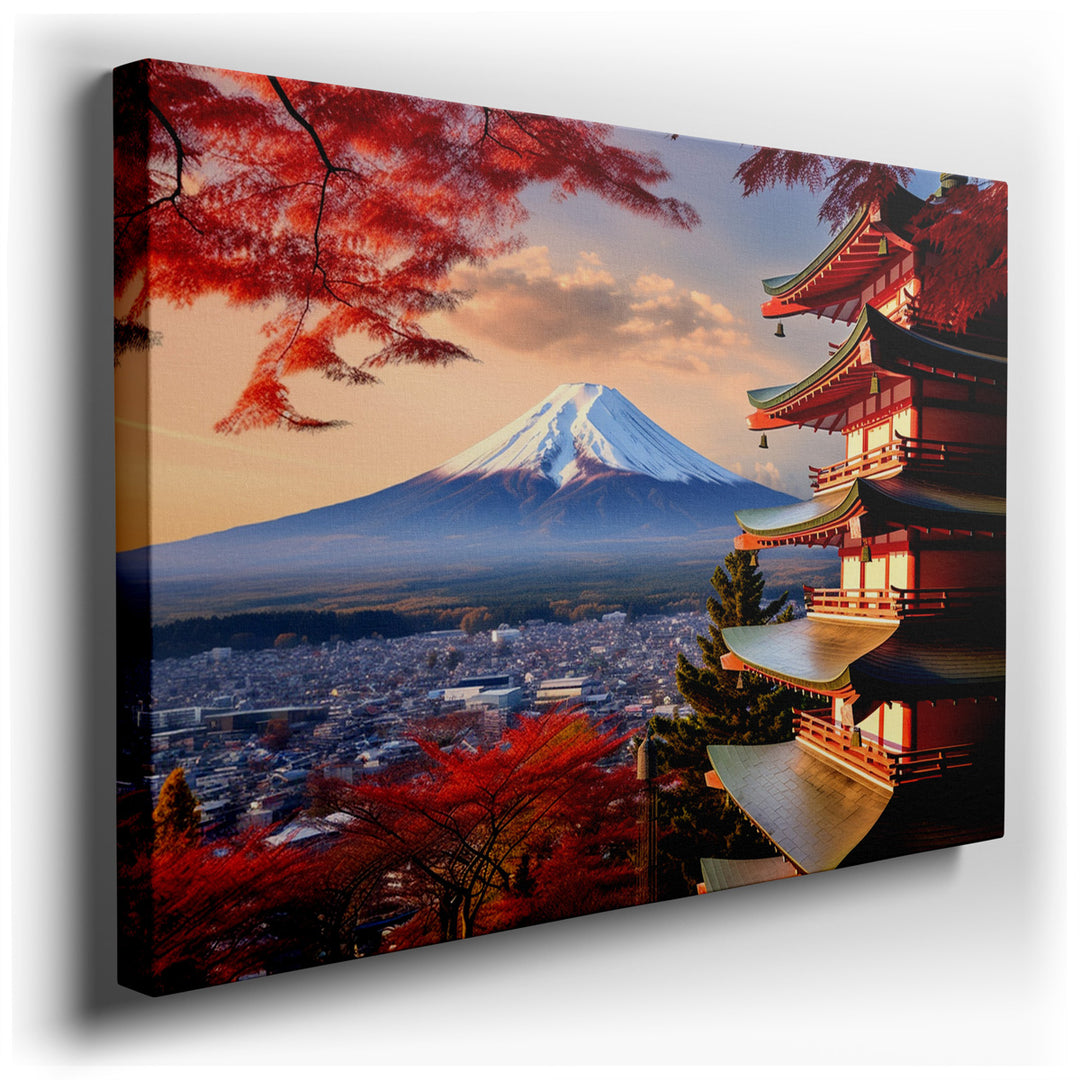 canvas print on wrapped canvas for wall decor – This exquisite wall art captures the serene and majestic essence of Mount Fuji, Japan's iconic symbol of beauty and tran...