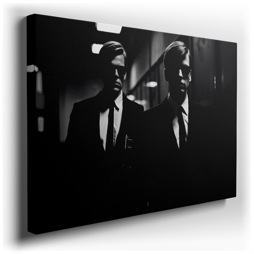 canvas print on wrapped canvas for wall decor – This captivating wall art, rendered in a stark black and white palette, masterfully captures a moment frozen in time, en...