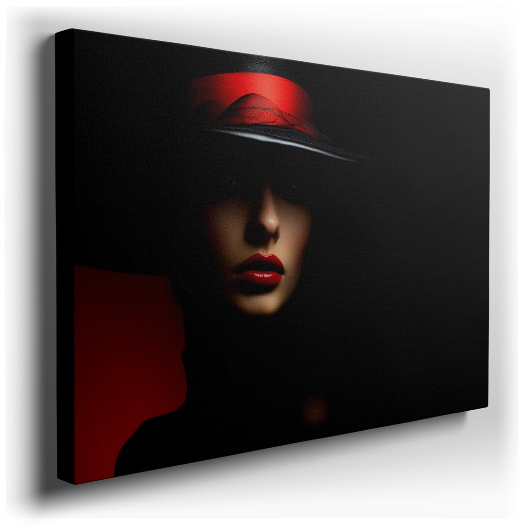 canvas print on wrapped canvas for wall decor – This captivating wall art portrays an elegant woman, her features rendered with exquisite detail that draws the viewer i...