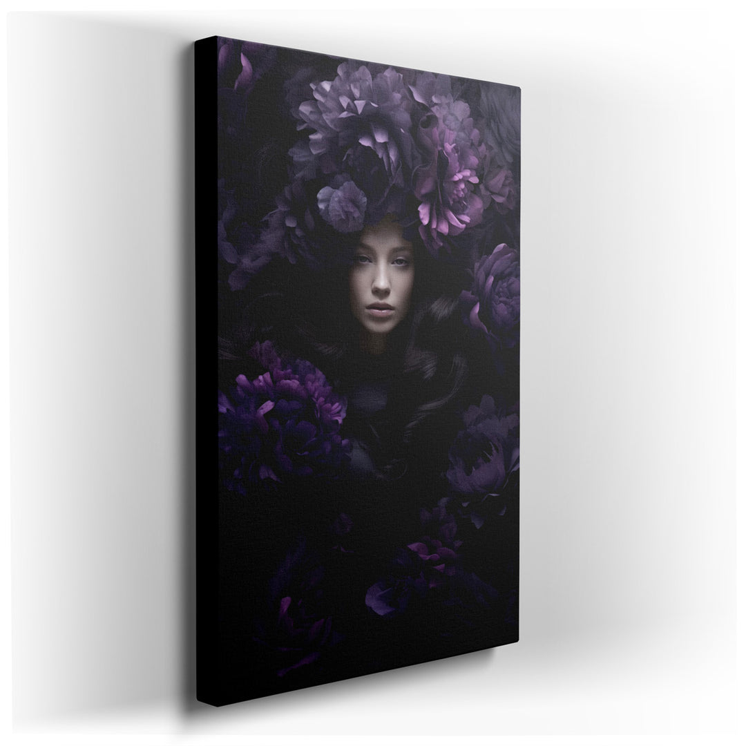 canvas print on wrapped canvas for wall decor – This exquisite wall art captures the essence of a harmonious blend between human allure and the enchanting beauty of nat...