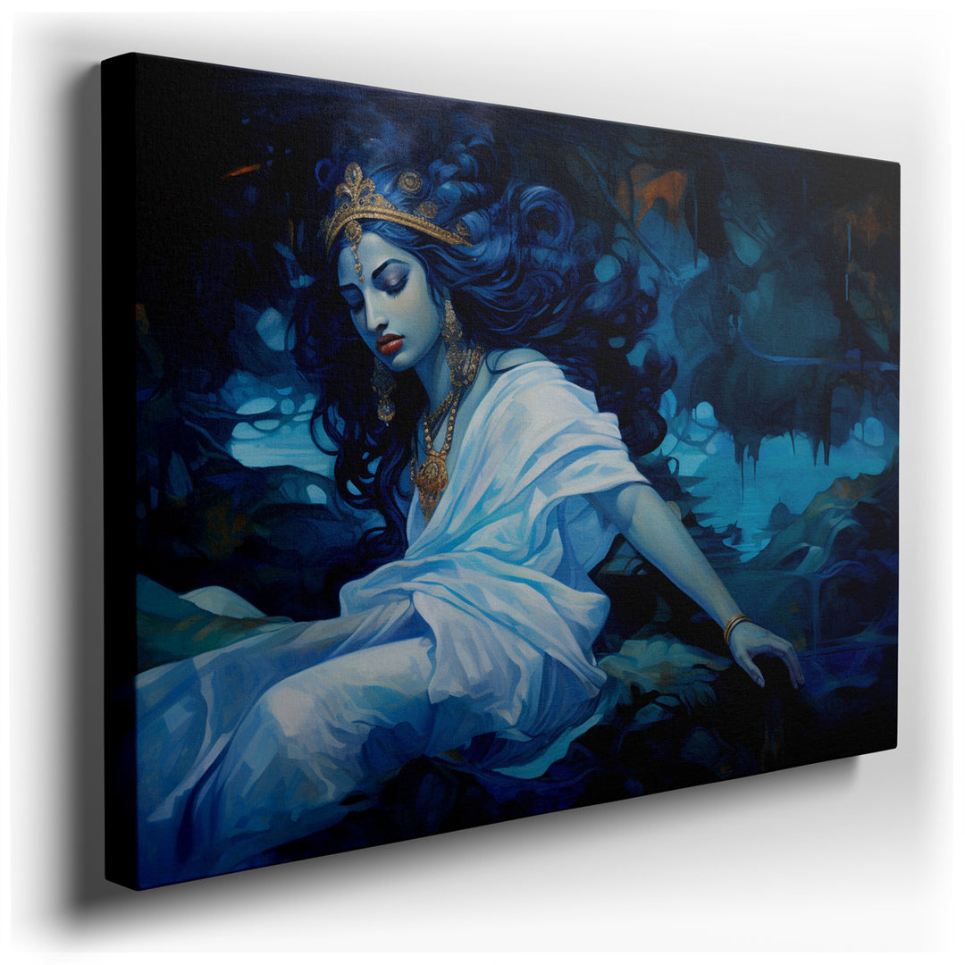 canvas print on wrapped canvas for wall decor – This wall art, a mesmerizing depiction of a mysterious female figure swathed in flowing garments, is a masterpiece of vi...