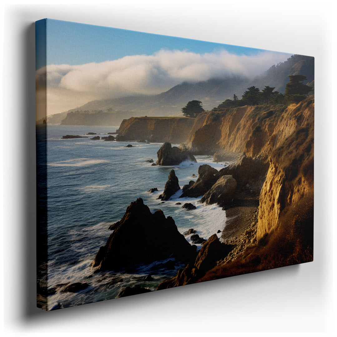 canvas print on wrapped canvas for wall decor – This wall art is a masterful portrayal of nature's untamed beauty, capturing the essence of a rugged coastal landscape w...