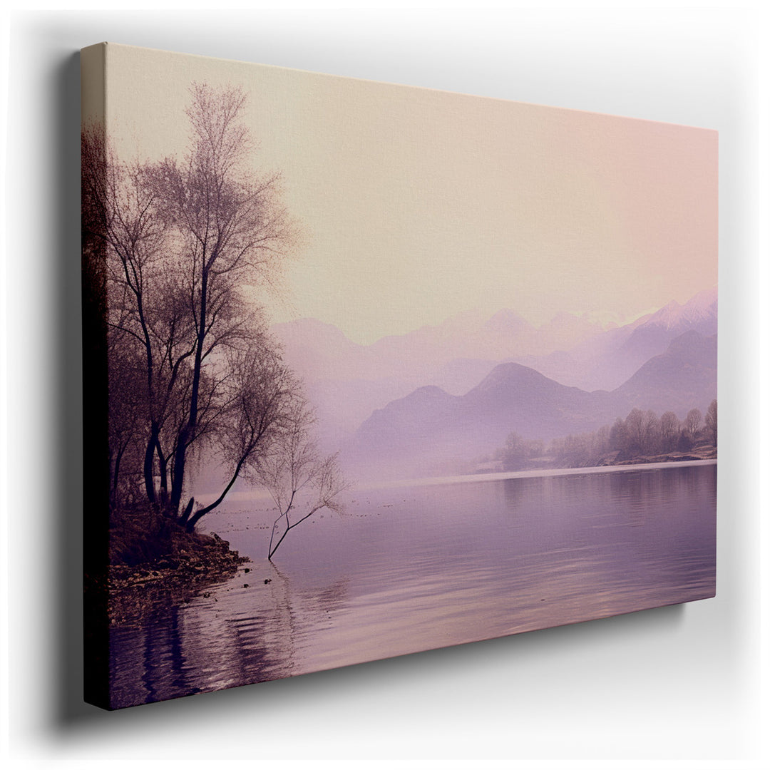 canvas print on wrapped canvas for wall decor – This enchanting wall art captures a mystical landscape that seems to exist at the very edge of reality, where the natura...