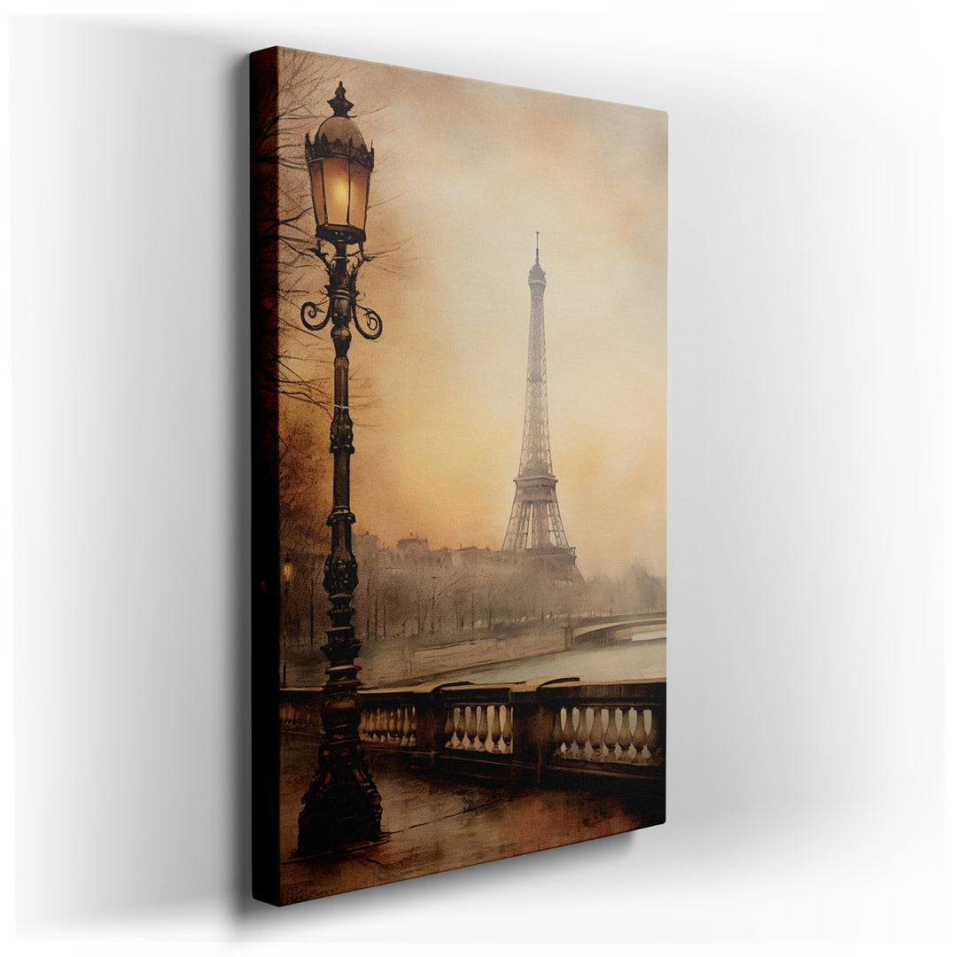 canvas print on wrapped canvas for wall decor – This wall art captures a quintessentially Parisian scene, one that evokes the timeless charm and romantic allure of the...