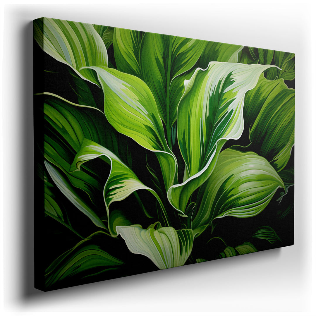 canvas print on wrapped canvas for wall decor – This exquisite wall art is a masterful celebration of nature's intricate beauty, capturing the lush, vibrant greens of l...