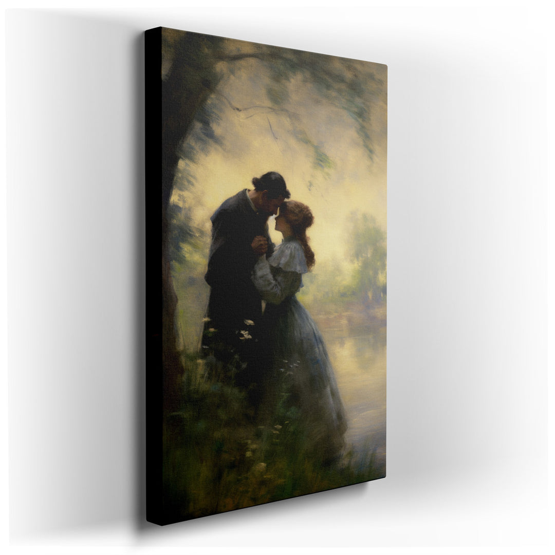 canvas print on wrapped canvas for wall decor – This exquisite wall art captures a profoundly romantic scene, one that evokes a sense of timeless love and intimate conn...
