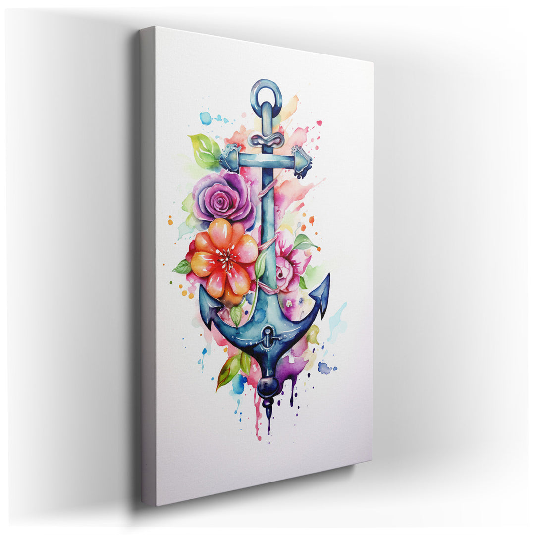 canvas print on wrapped canvas for wall decor – This exquisite wall art, rendered in the delicate and fluid medium of watercolor, presents a captivating fusion of nauti...
