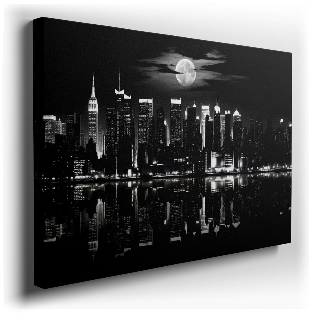 canvas print on wrapped canvas for wall decor – This wall art, a stunning black and white portrayal of the New York City skyline, captures the essence of the city under...