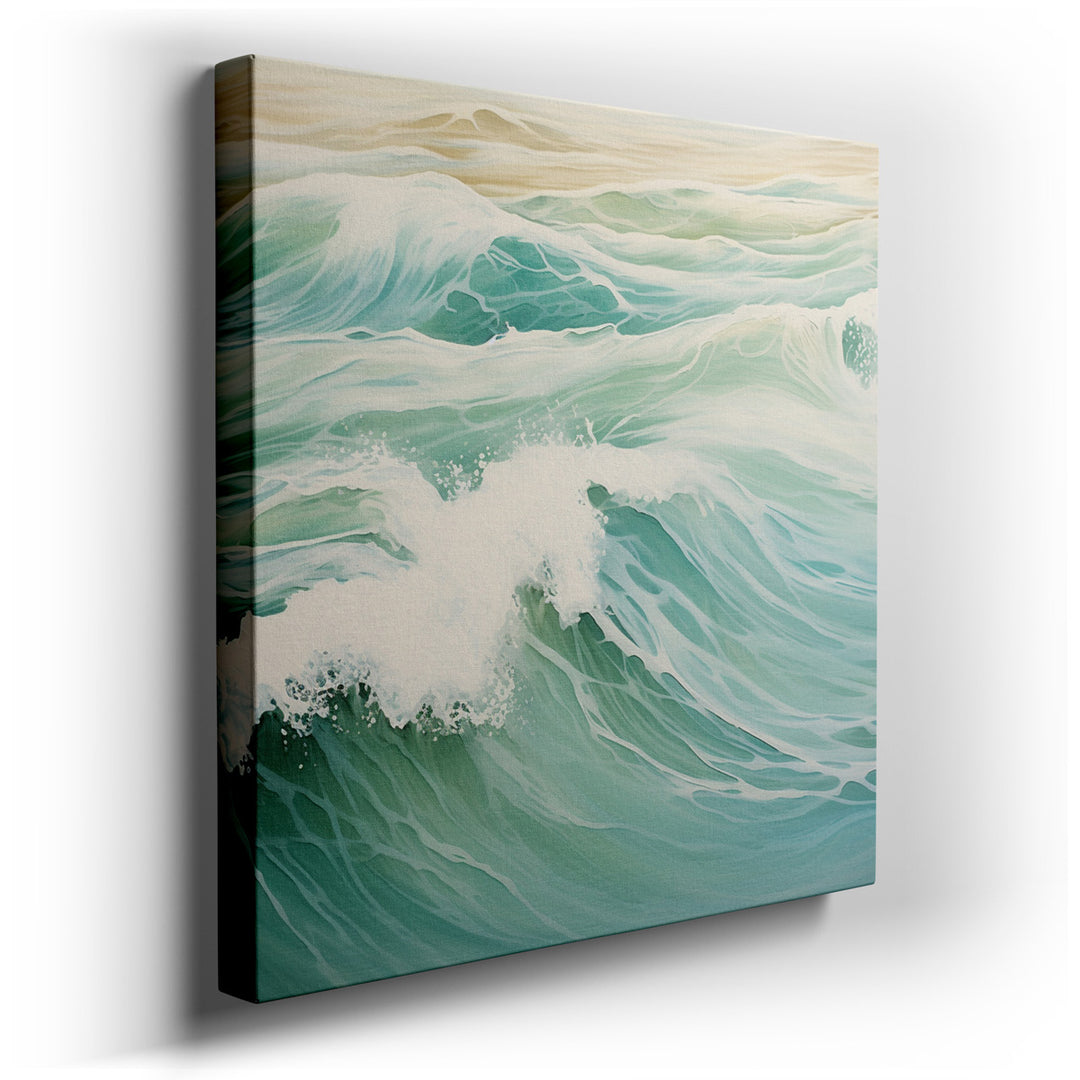 canvas print on wrapped canvas for wall decor – This exquisite wall art, a masterful depiction of the ocean's ever-changing waves, is a true testament to the artist's a...