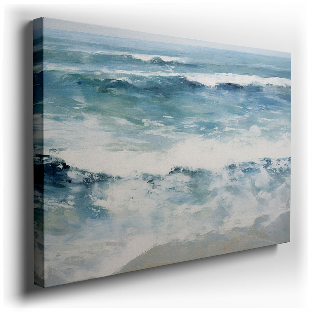 canvas print on wrapped canvas for wall decor – This captivating wall art masterfully encapsulates the untamed beauty and ceaseless motion of the ocean's waves. Through...