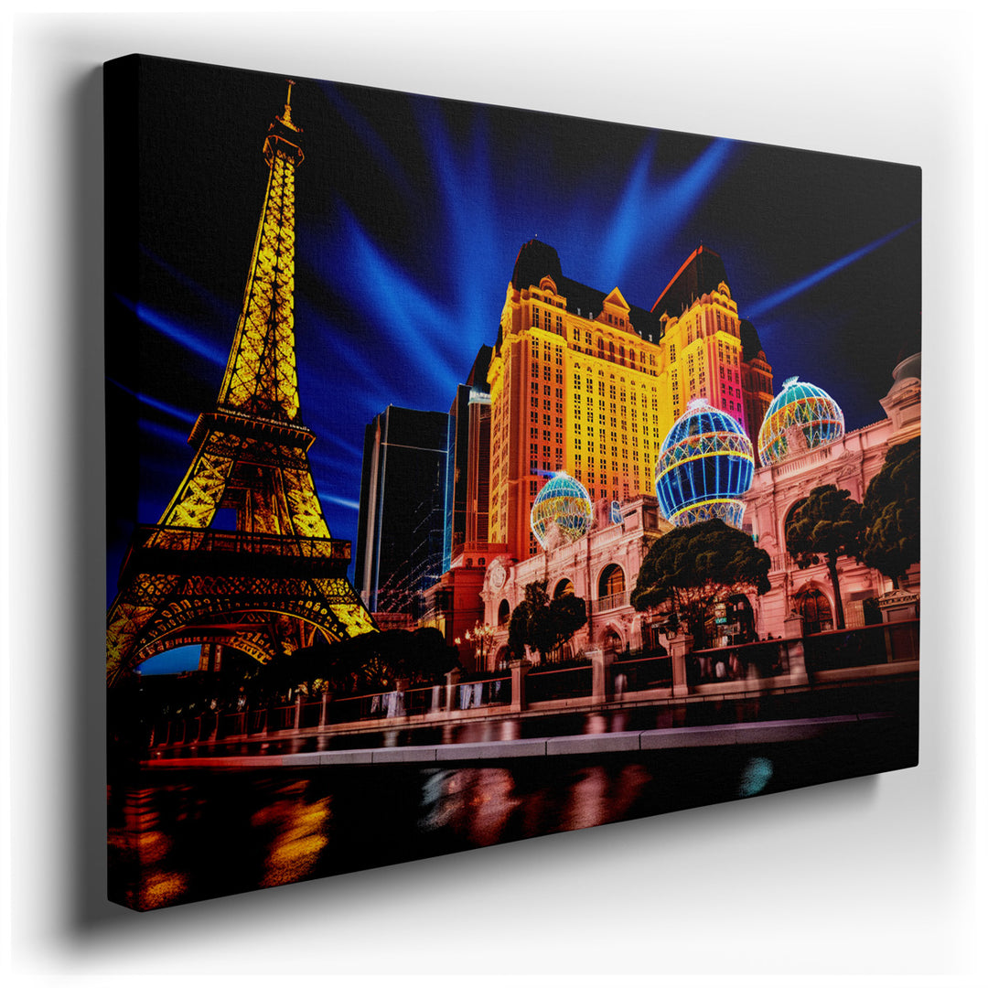canvas print on wrapped canvas for wall decor – Imagine a wall art that captures the essence of Paris at night, a scene that embodies the vibrant energy and romantic al...