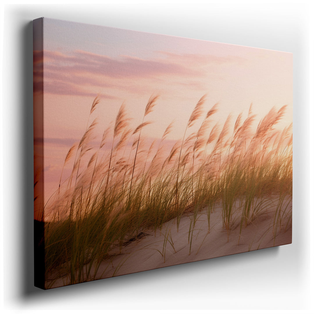 canvas print on wrapped canvas for wall decor – Imagine a wall art that encapsulates the very essence of serenity and tranquility, where softly illuminated dune grass d...