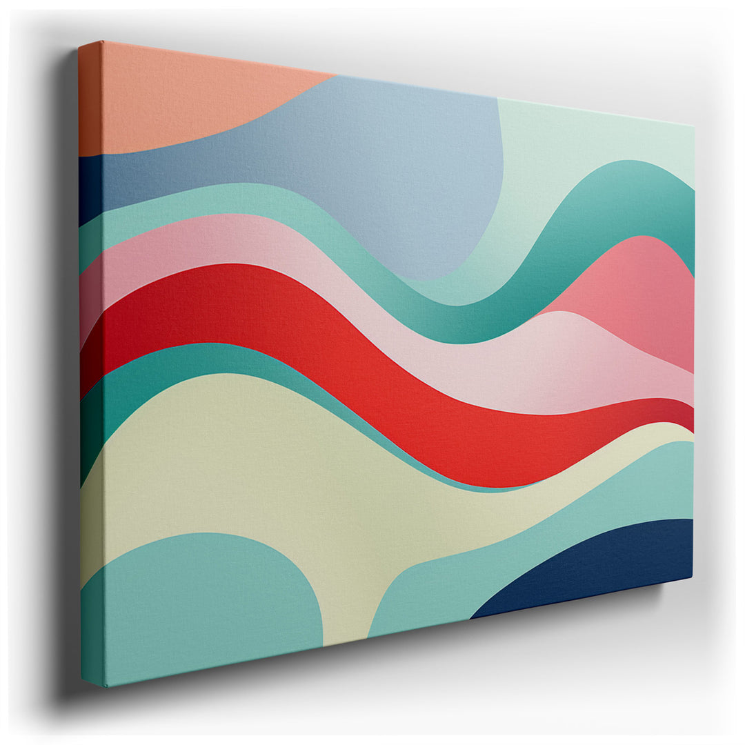 canvas print on wrapped canvas for wall decor – This modern abstract wall art is a captivating visual experience, characterized by its flowing waves rendered in a palet...