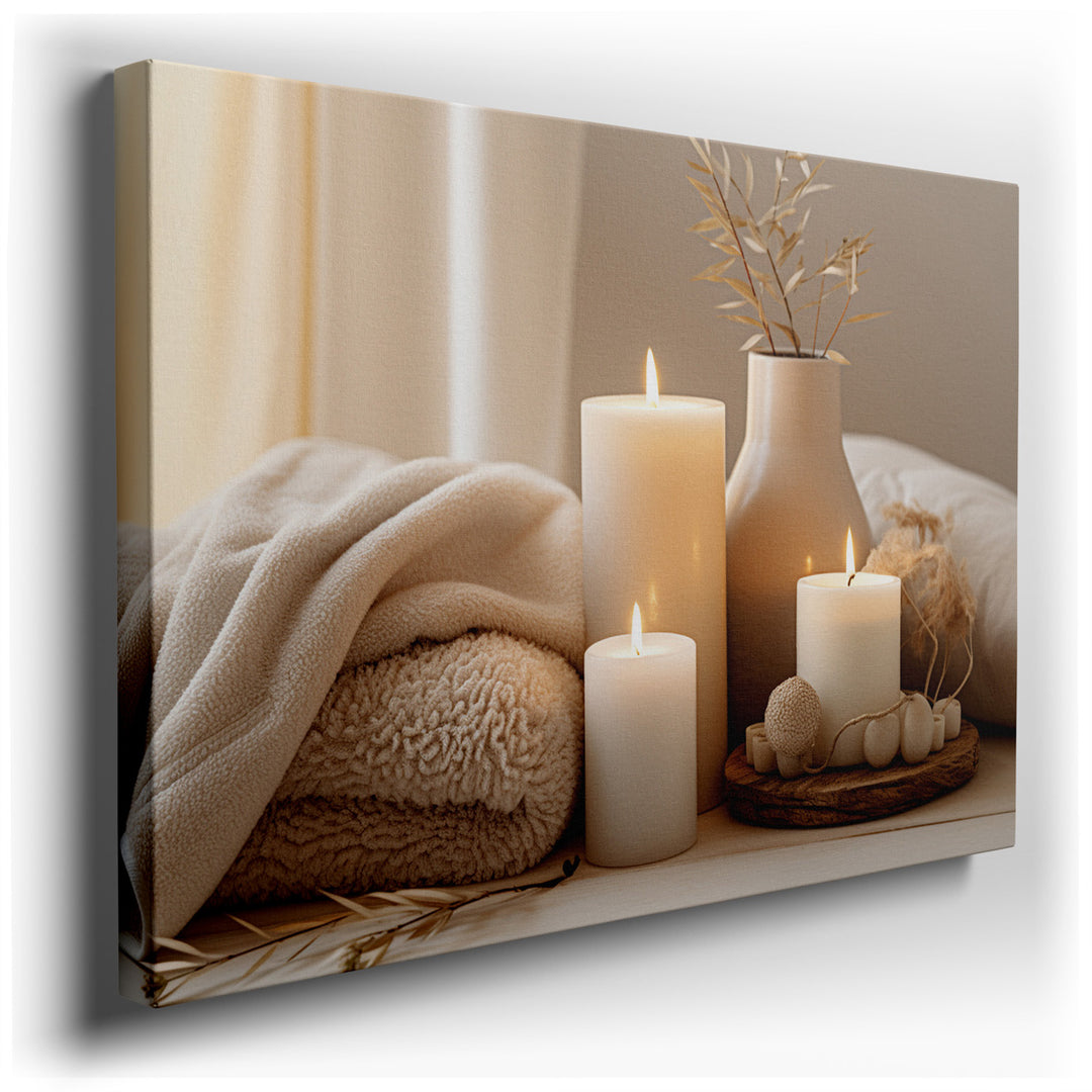 canvas print on wrapped canvas for wall decor – The wall art in question is a masterful depiction of a serene and inviting interior, designed to enhance any room with i...