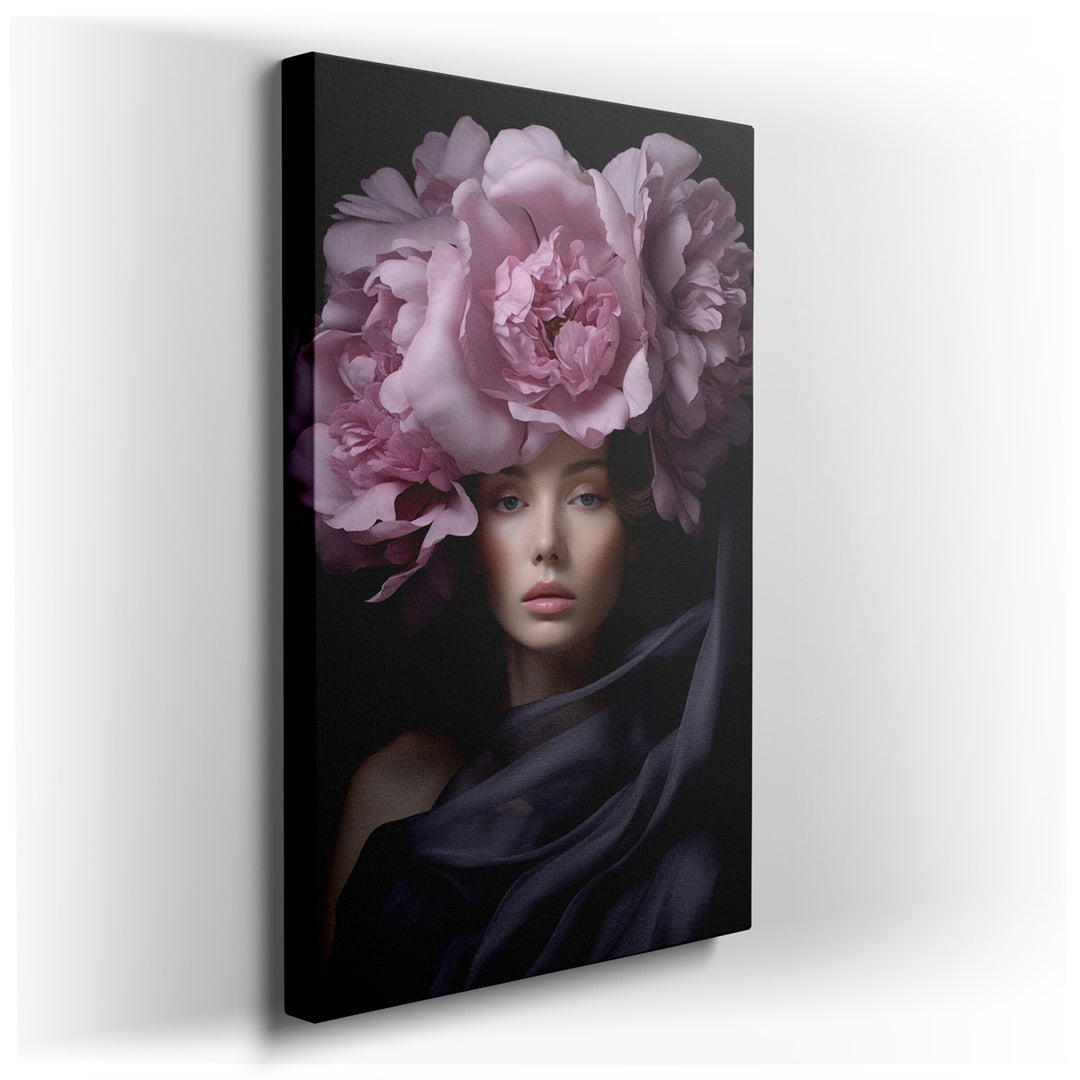 canvas print on wrapped canvas for wall decor – This exquisite wall art captures the essence of serene beauty and elegance through the depiction of a woman adorned with...