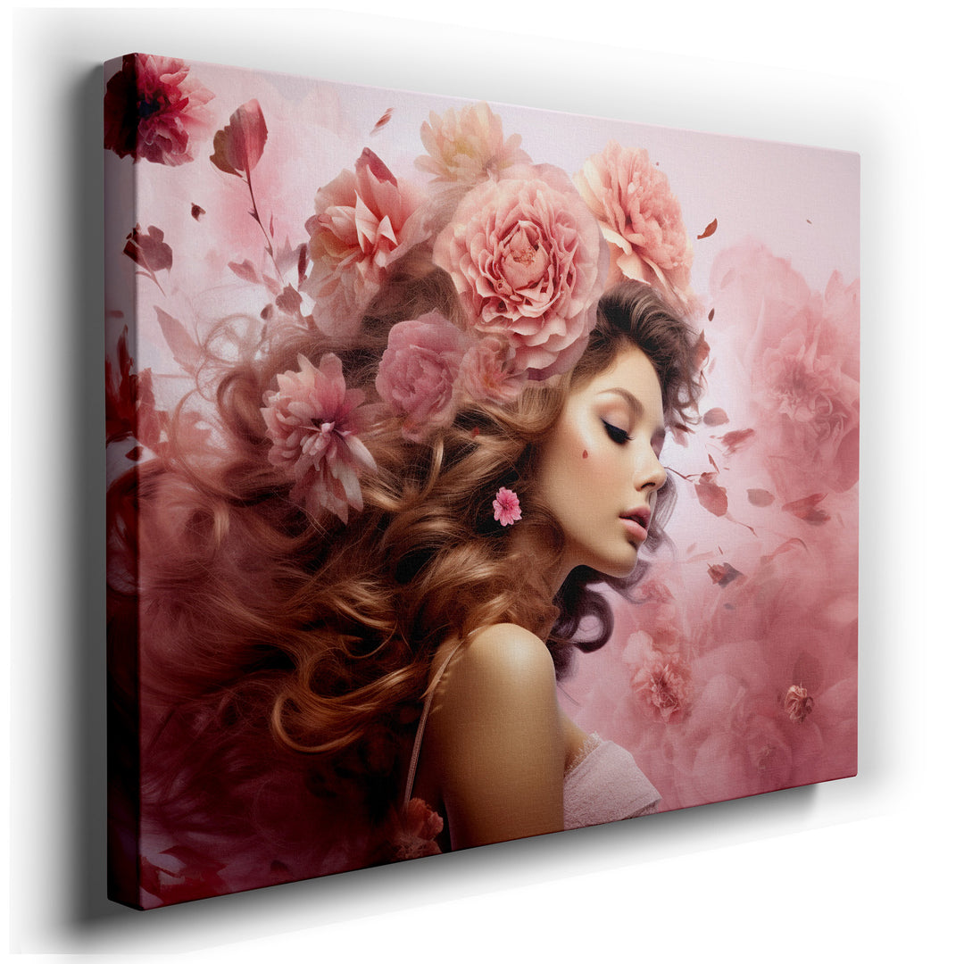 Pink Floral Elegance Enchanted Romance Large Canvas Wall Art for Office, Bedroom, and Living Room Decor wrapped canvas